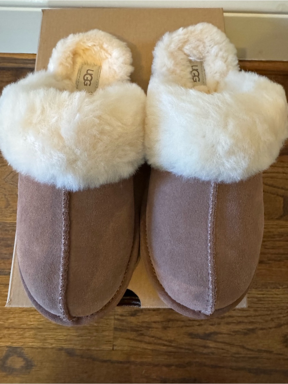 UGG Chestnut Slip-On Shearling-Trim Slippers